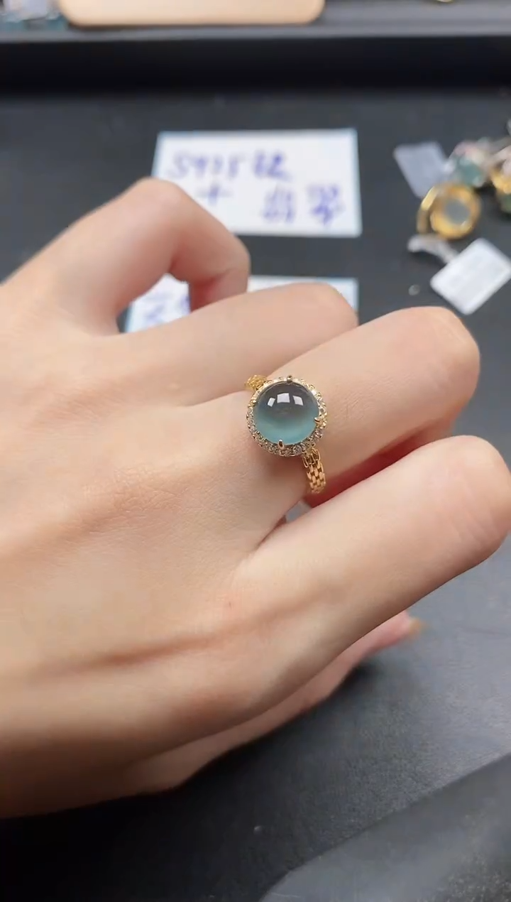 翡翠戒指银S925镶嵌5151-4