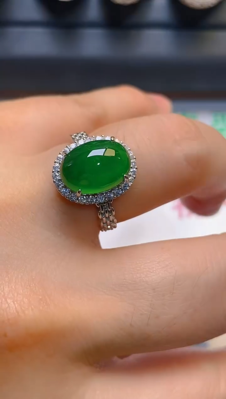 【闪购商品】翡翠耳饰银S925镶嵌天然A货翡翠1