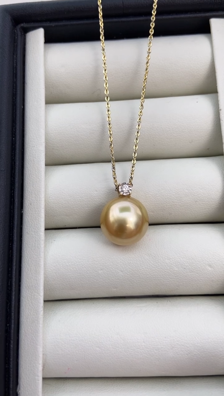 18K金镶嵌颈饰海水珍珠13-14mm
