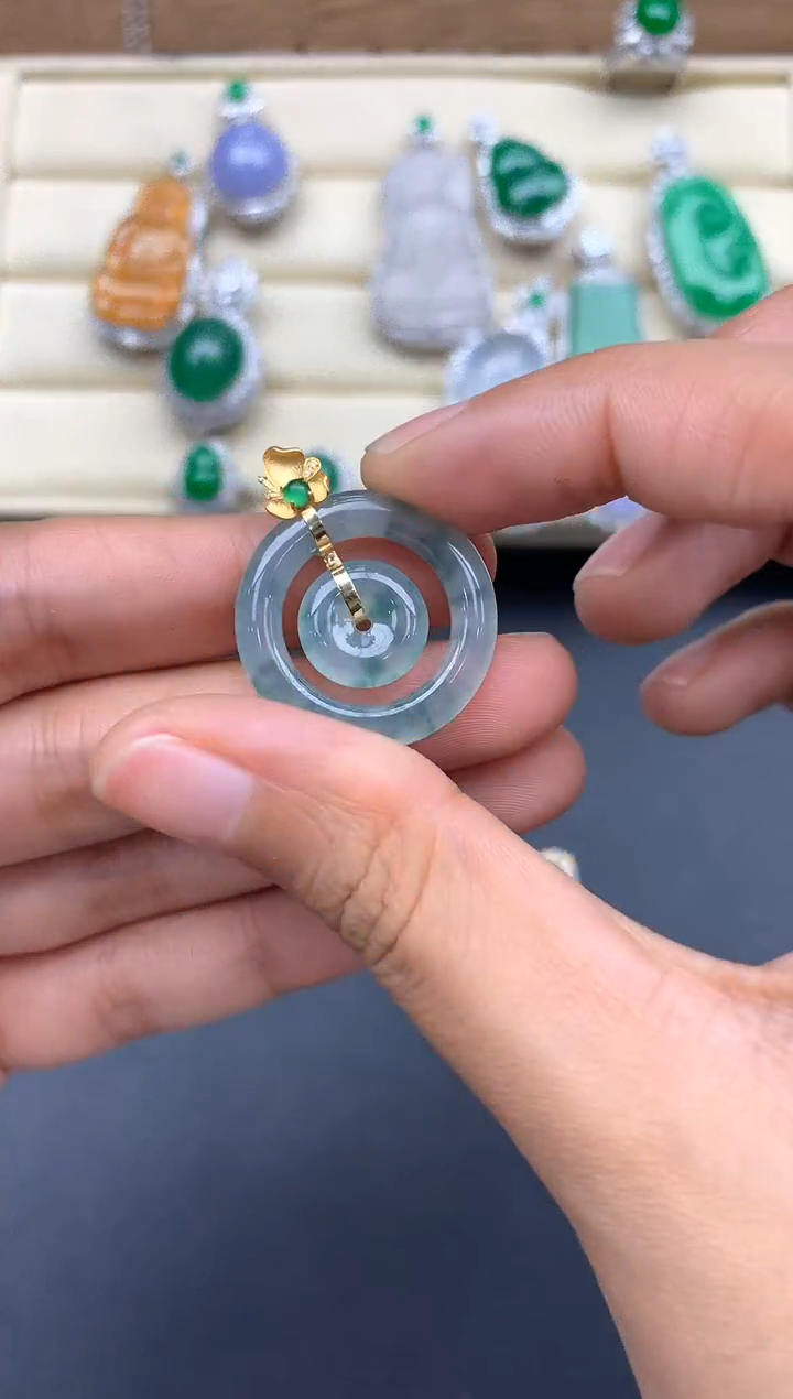 翡翠18K金镶嵌颈饰215-春日珠宝