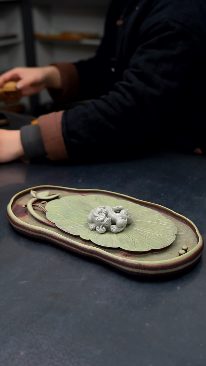 【闪购商品】松花石白色螭龙盖置