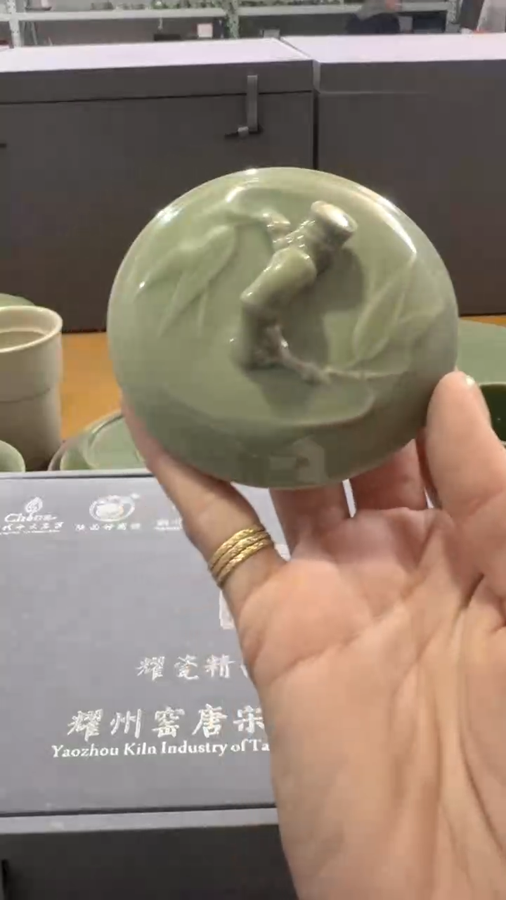 瓷片瑕疵处理 竹节茶叶罐【盖子】一个