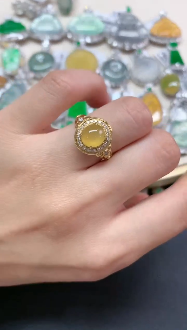 【闪购商品】翡翠戒指18K金镶嵌W202|15800