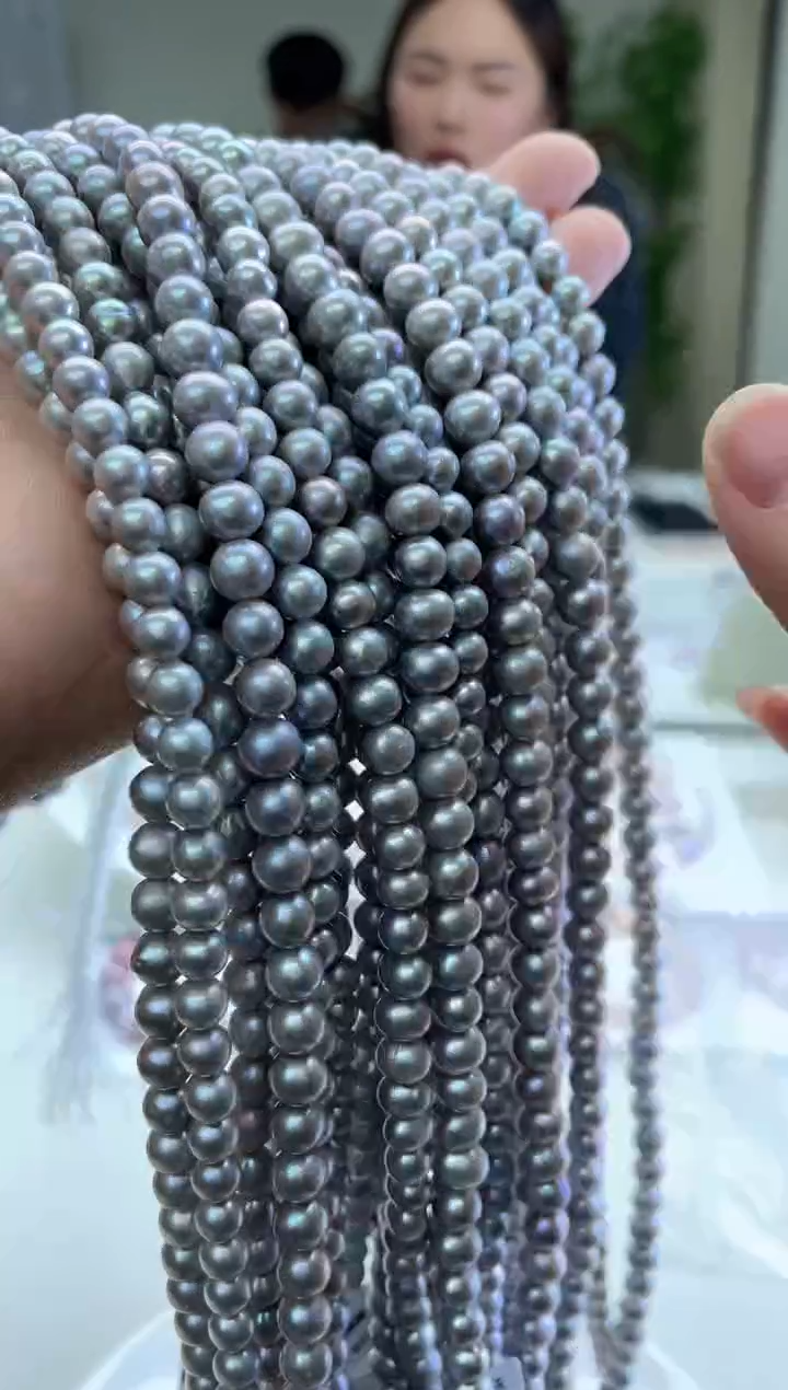 未镶嵌项链淡水珍珠灰色系7mm（多样性发一）