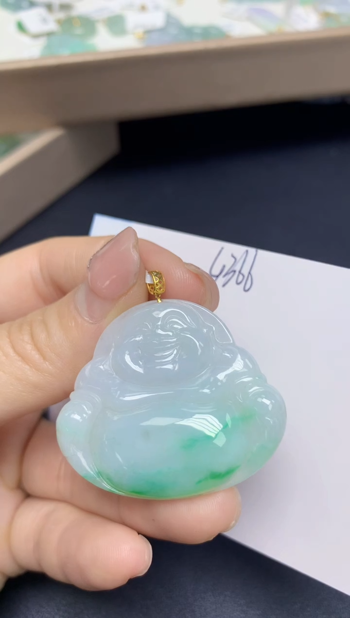 【闪购商品】翡翠挂件18K金镶嵌 天然翡翠A货