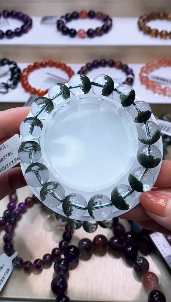 【闪购商品】水晶手链未镶嵌聚宝盆绿幽灵单圈12m+