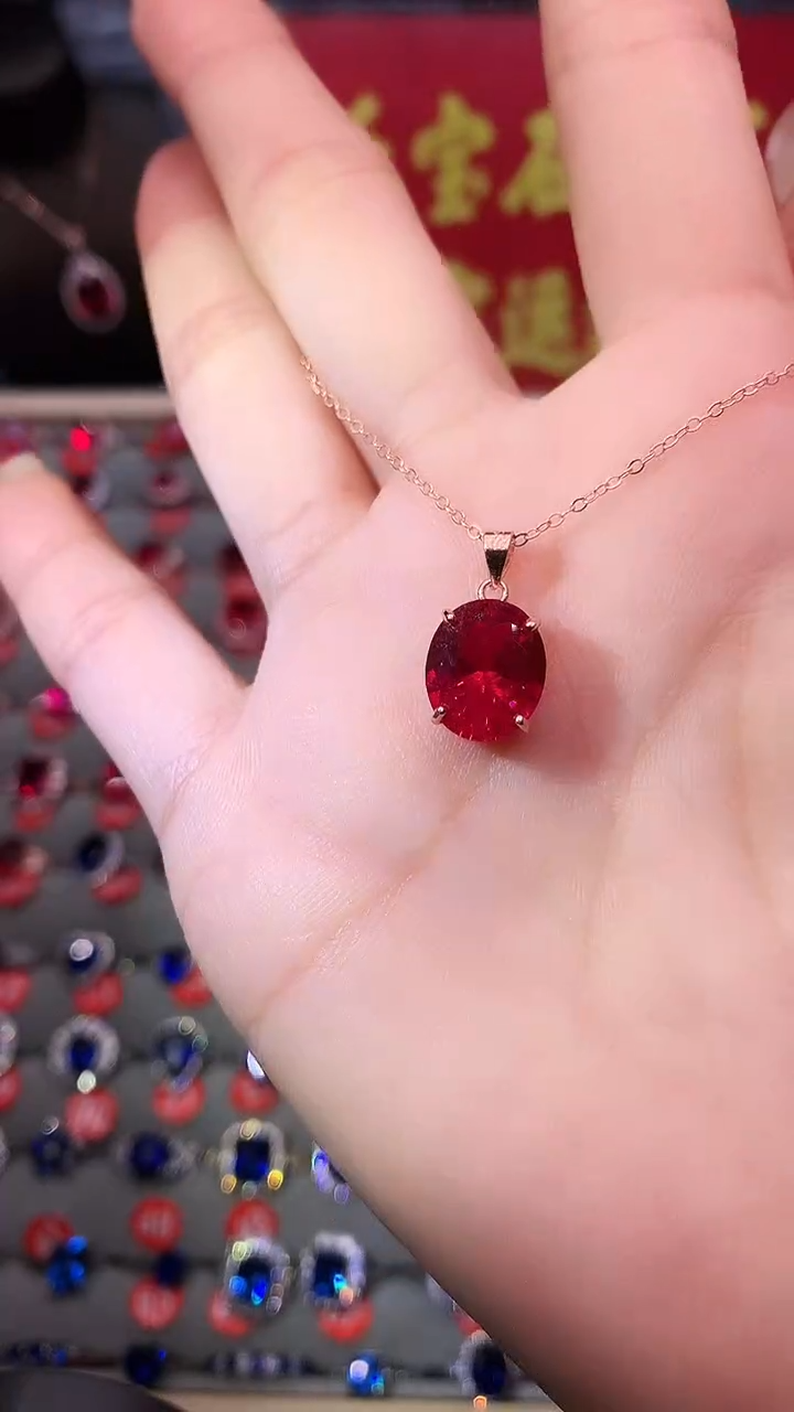 【闪购商品】红宝石吊坠(赠链)银S925镶嵌1111