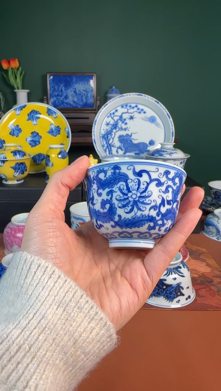 【闪购商品】杯福利 青花 凤尾  杯杯 