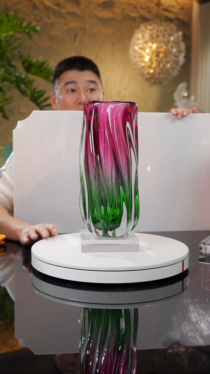 【闪购商品】瓷片设计款金红绿花瓶大号