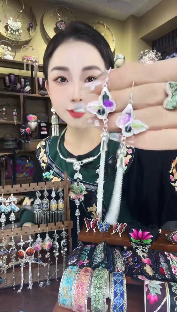 刺绣非遗刺绣民族风耳环