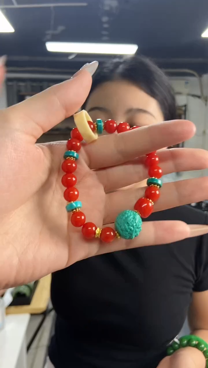 南红玛瑙手串未镶嵌多样性发其一颜色微差