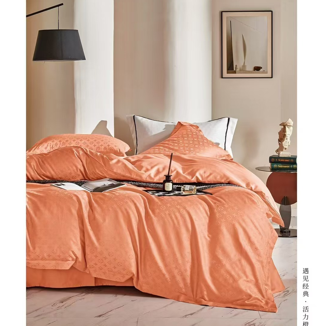 遇见经典  轻奢大牌风时尚纯色提花匹马棉长绒棉四件套