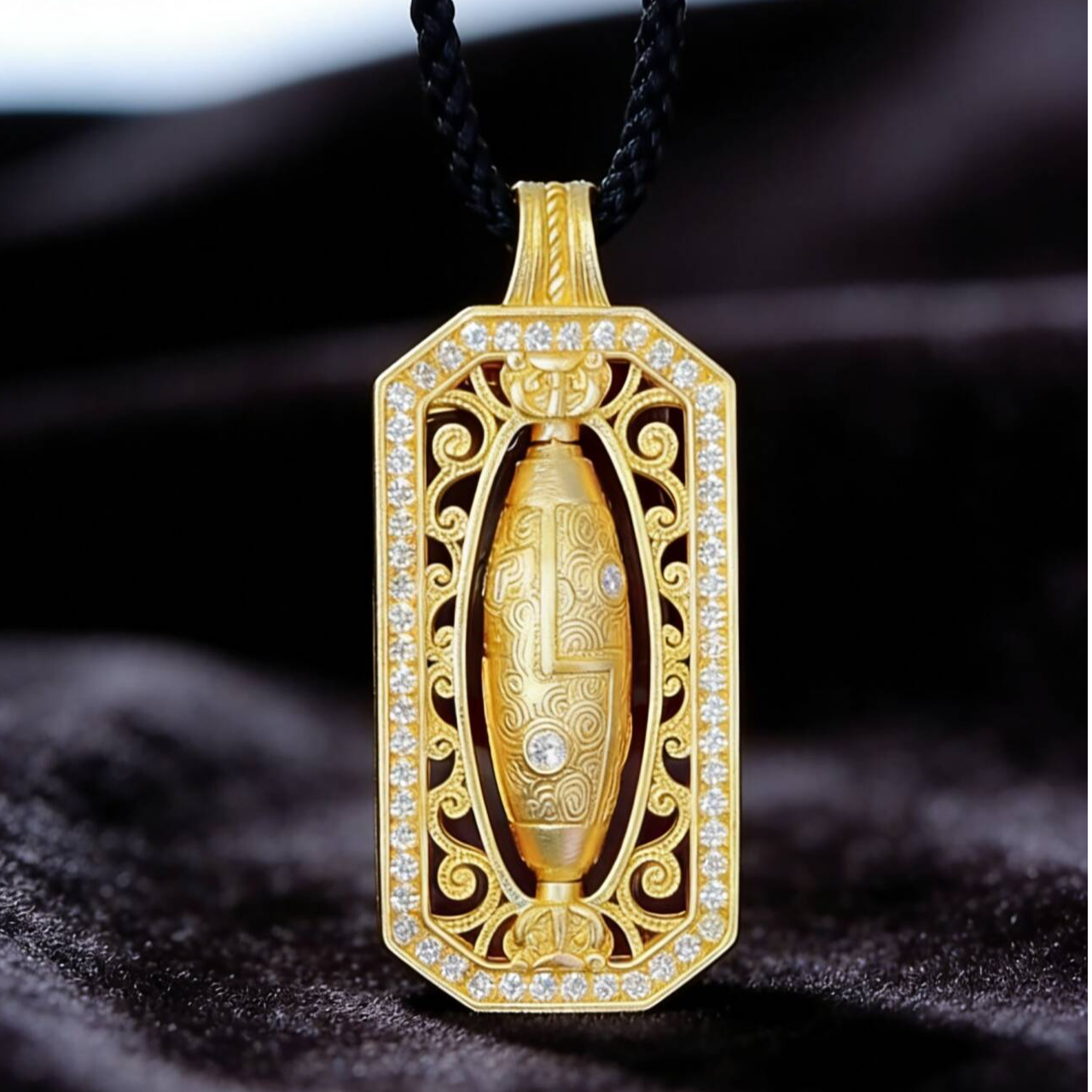 合金吊坠  【旋转天珠】新款古法可转吊坠项链男女同款百搭饰品挂坠