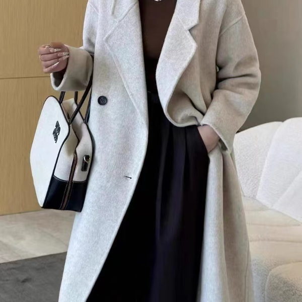 秋冬新款羊驼毛韩版宽松气质时尚通勤百搭双面羊毛大衣8810