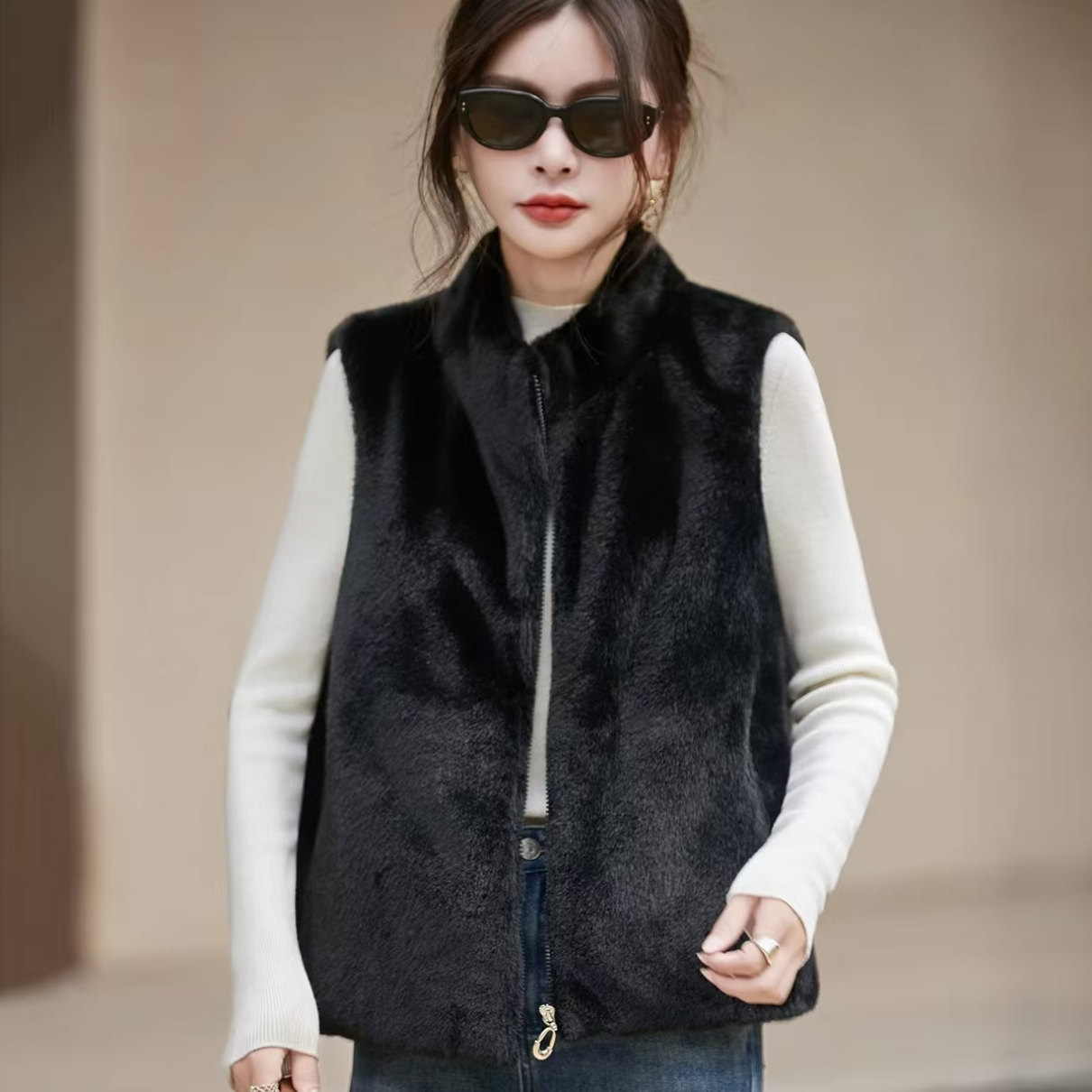 A085新款秋冬必备气质显瘦遮肉大码背心