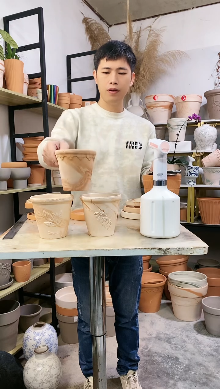 【闪购商品】红陶13*13玛奇朵浮雕3图案 3盆无托