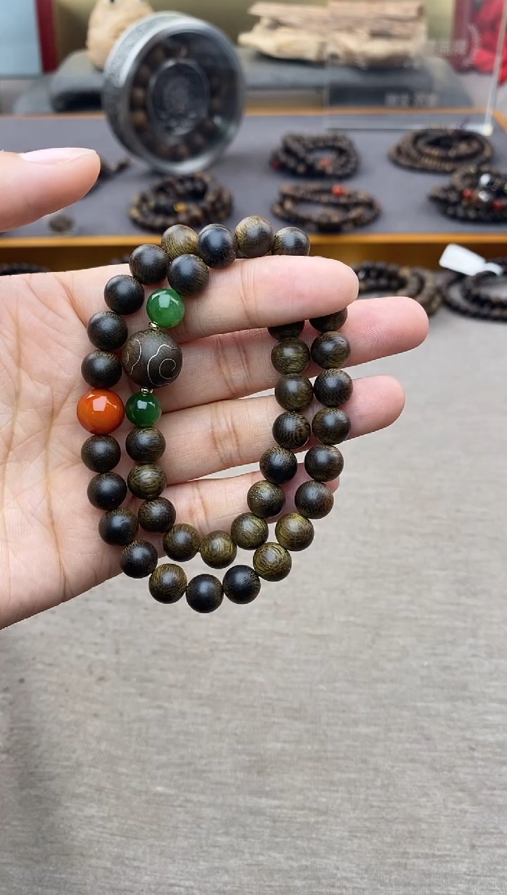 【闪购商品】沉香手串芽庄黄棋楠沉水老料0.8＋祥云1.2设计