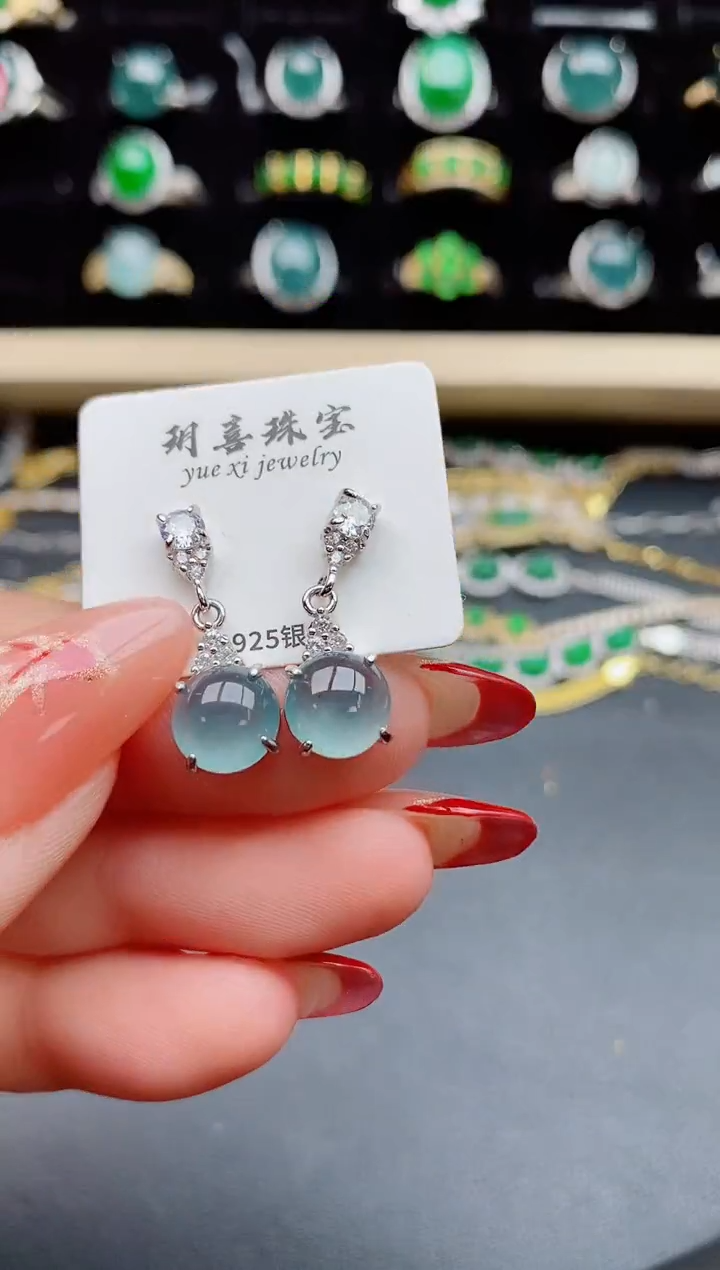 【闪购商品】翡翠耳饰银S925镶嵌50805