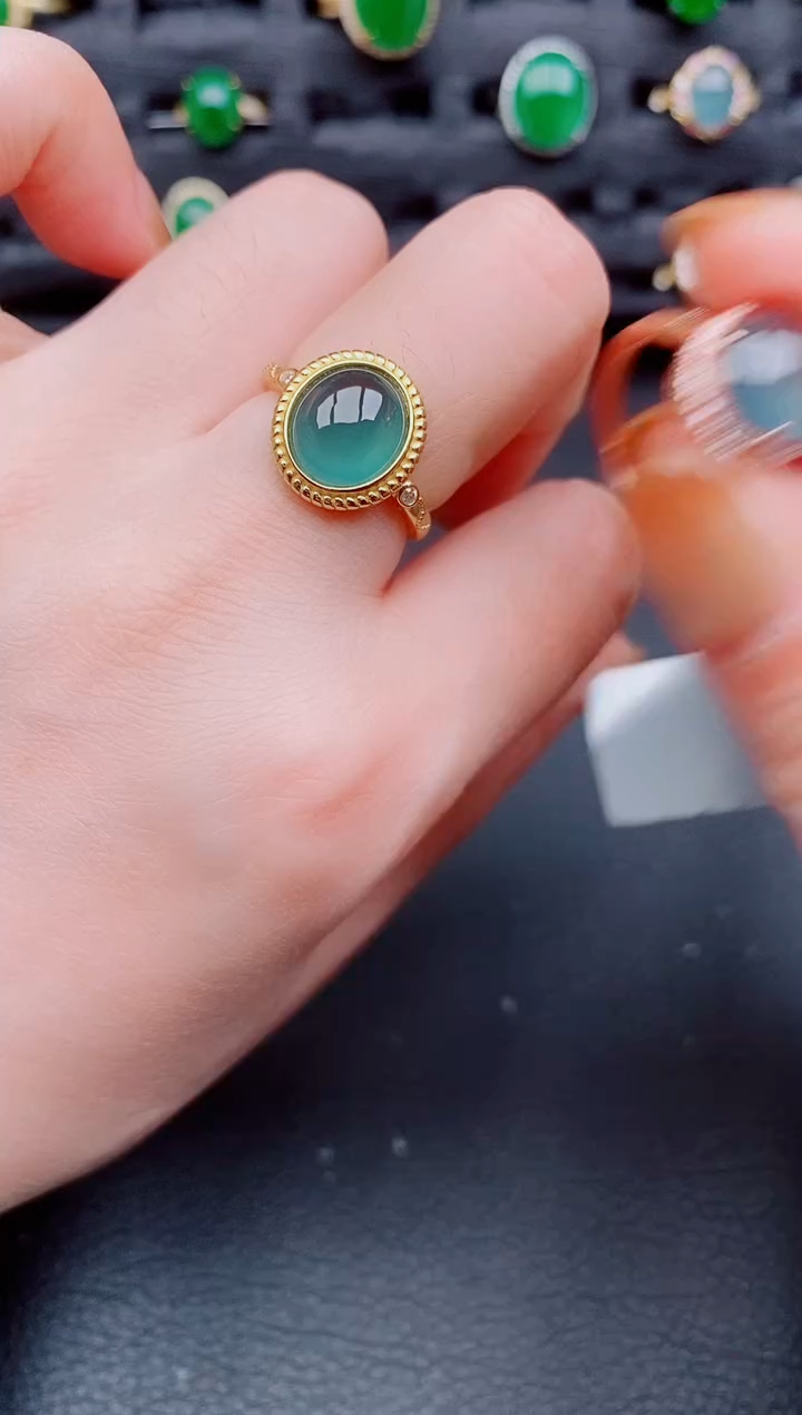 【闪购商品】翡翠戒指银S925镶嵌天然a货翡翠367