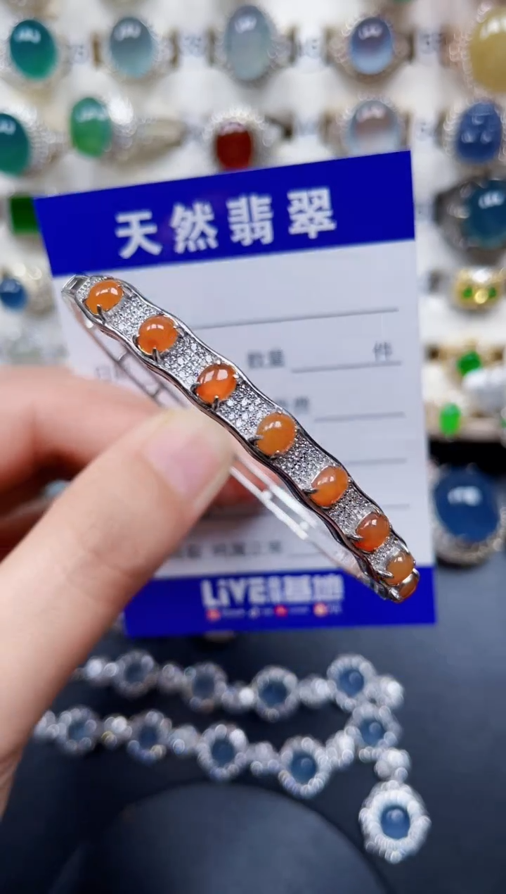 银S925镶嵌手镯翡翠180