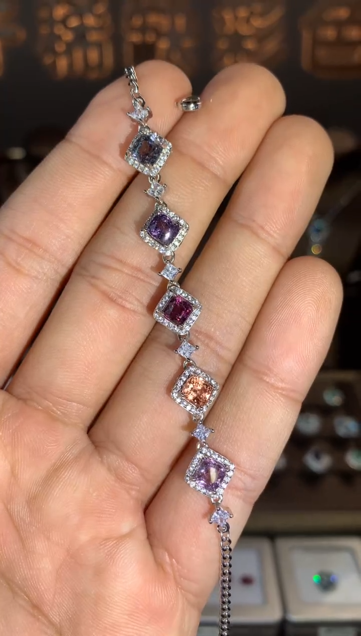 【闪购商品】尖晶石手链银S925镶嵌天然