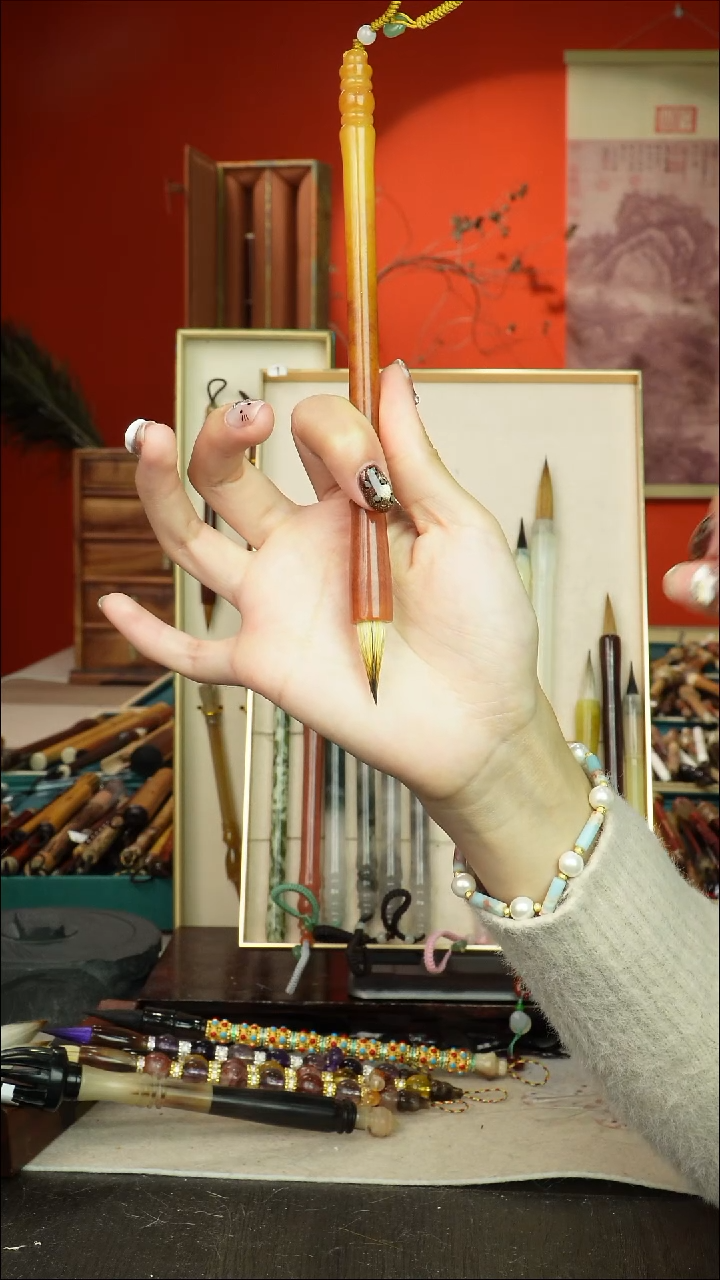 433号闪孤品高货毛笔链接 清水试笔 蘸墨不退