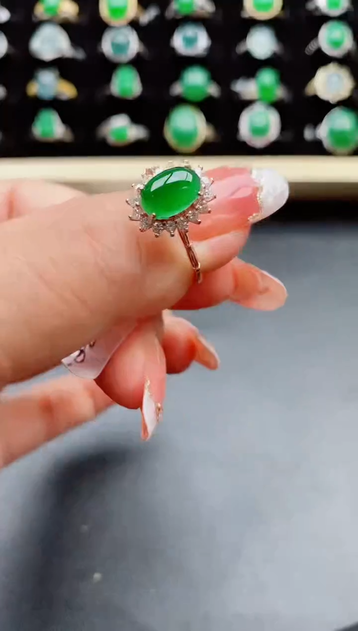 【闪购商品】翡翠戒指银S925镶嵌50800