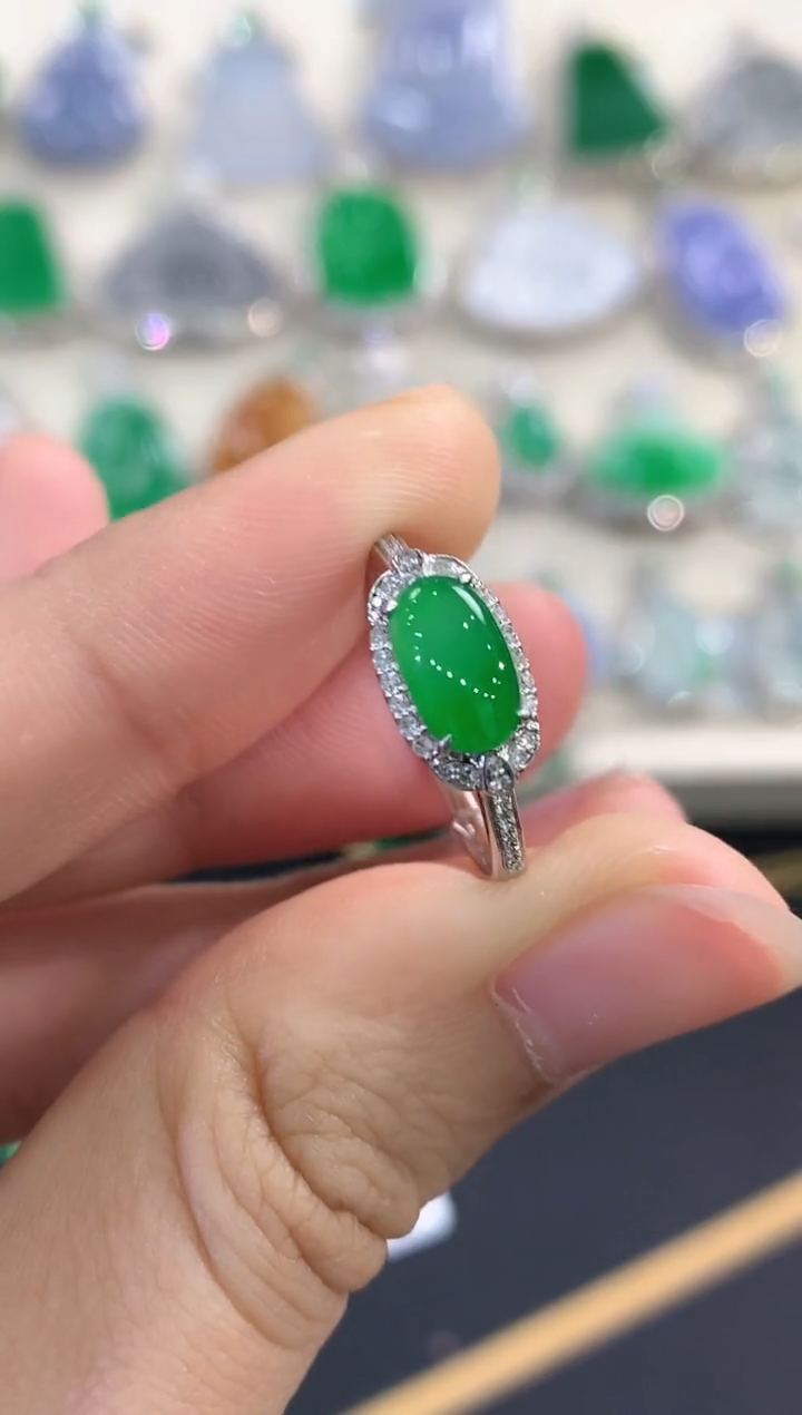 【闪购商品】翡翠戒指18K金镶嵌B97多样性一件发货