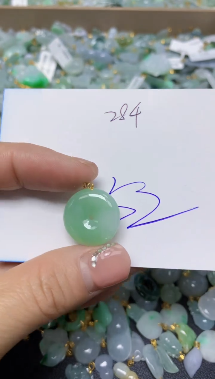 【闪购商品】翡翠挂件18K金镶嵌 天然翡翠A货