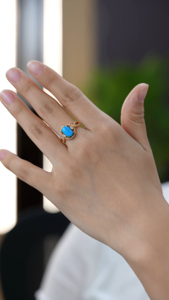 银S925镀金镶嵌绿松石戒指秒拍号10