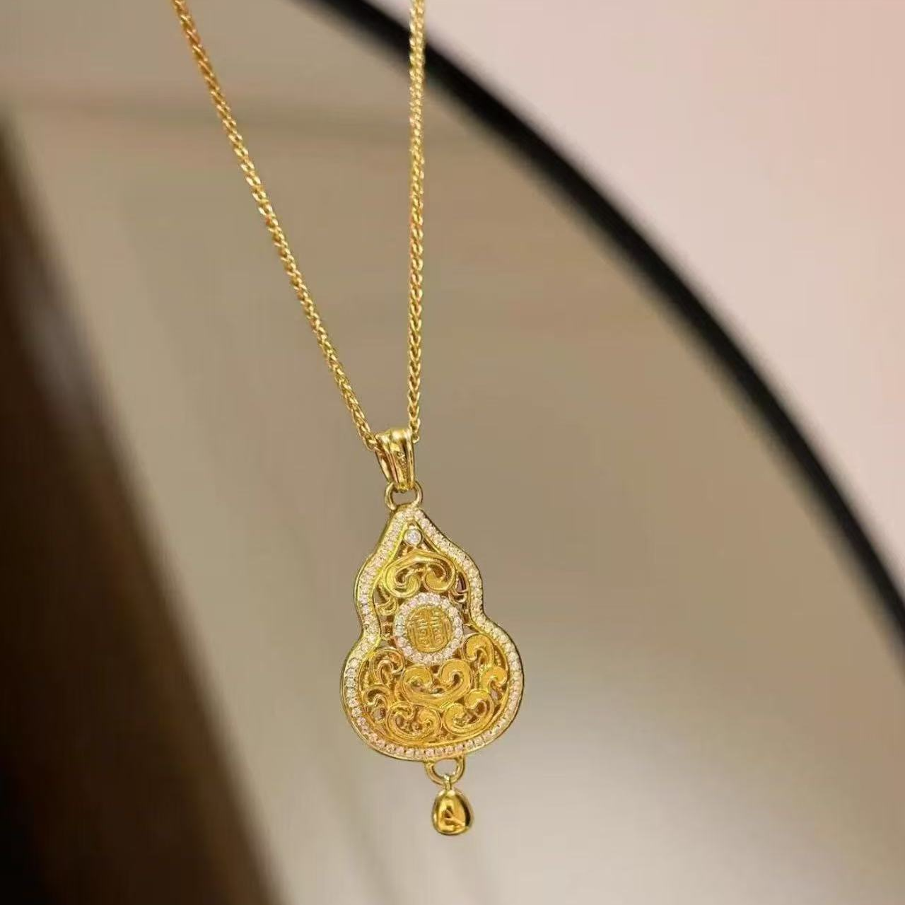 项链 黄色 拉丝镂空葫芦项链-A155