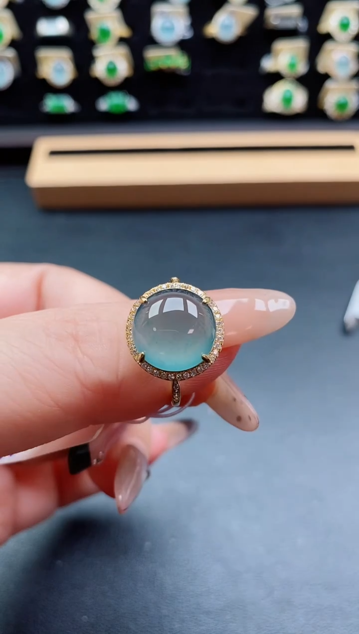 银S925镶嵌戒指翡翠1