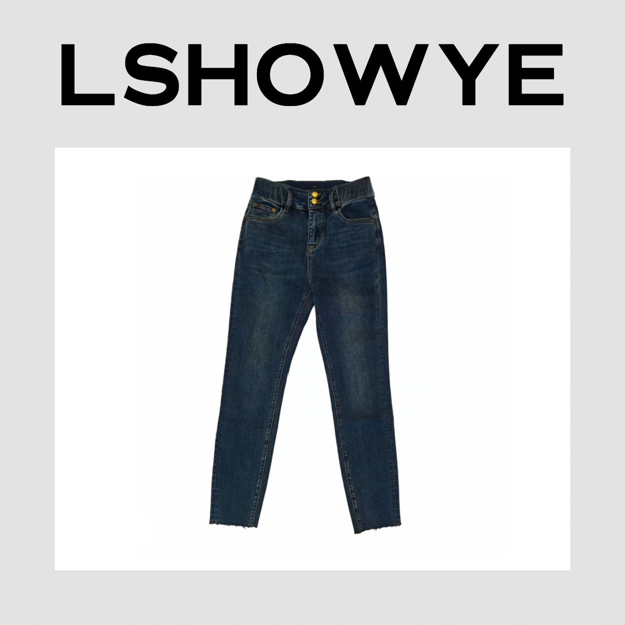 LSHOWYE｜压花腰部磨毛小脚牛仔裤 f6122