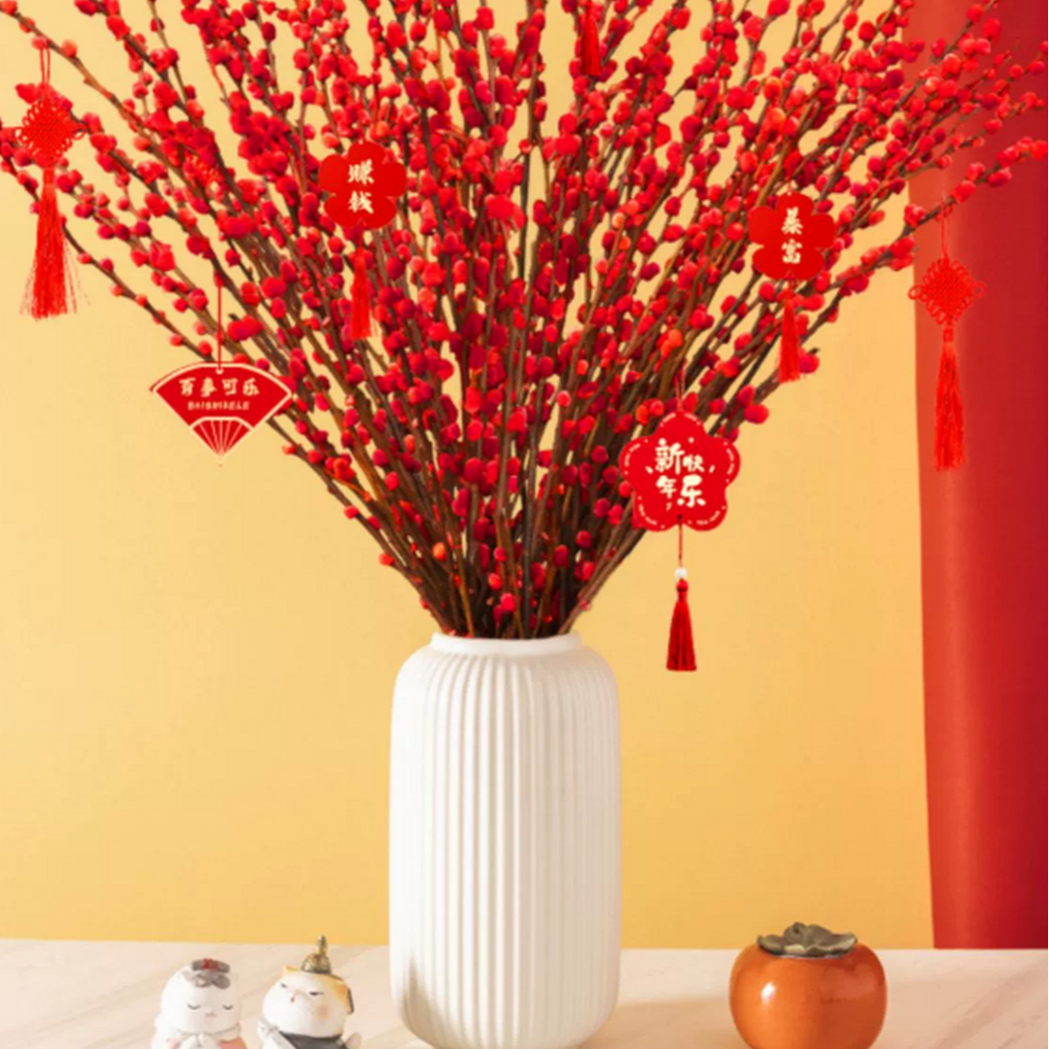 年宵花银柳鲜枝带花苞花卉真花植物客厅干花室内装饰彩柳