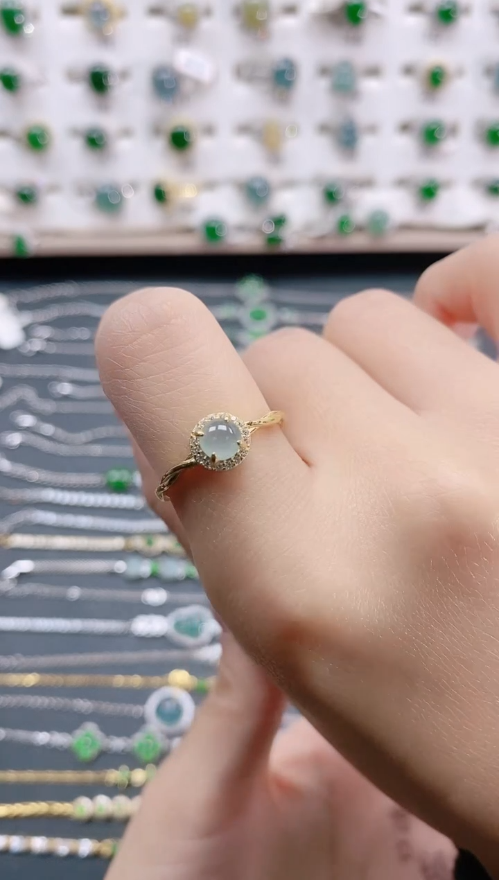 【闪购商品】翡翠戒指银S925镶嵌天然翡翠