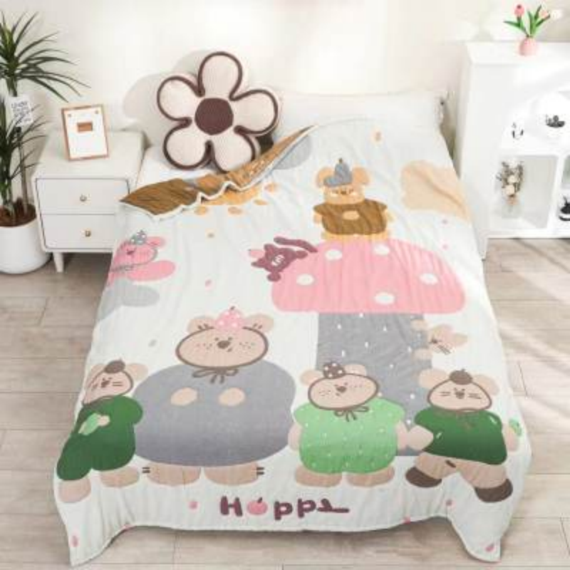 【熊一家】 150*200cm 多功能轻奢超柔轻奢纱布泡芙被