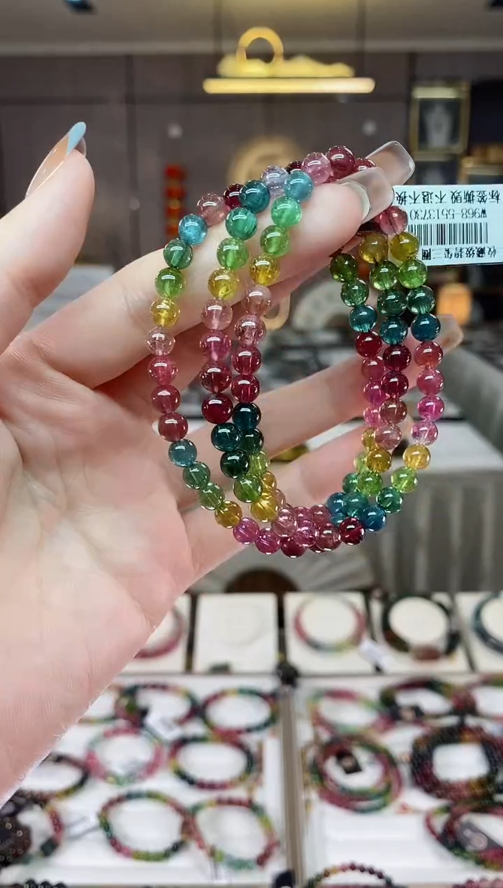 【闪购商品】碧玺三圈手串5mm+未镶嵌一物一证dan