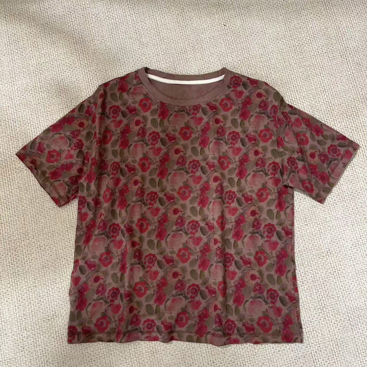 安然8926数码印花新款夏季百搭半袖宽松圆领女士时尚