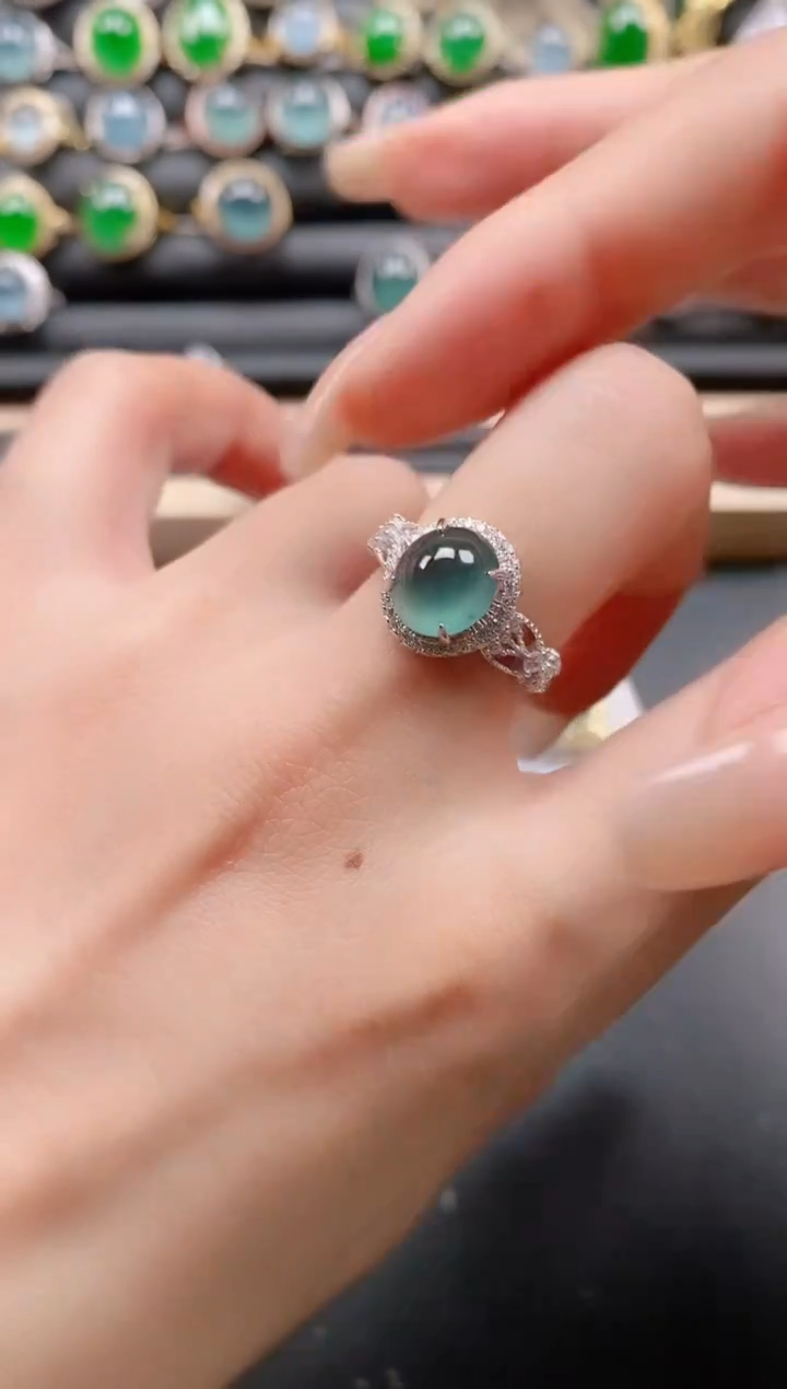银S925镶嵌戒指翡翠111