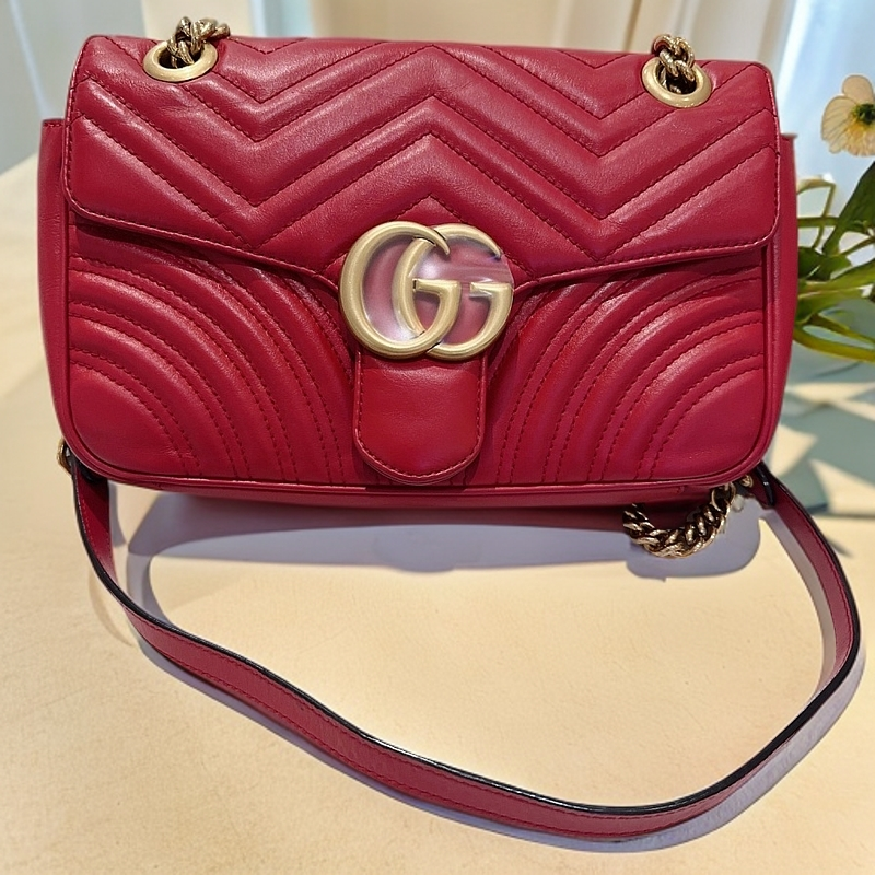 95新 GUCCI/古驰 红金马蒙链条包 1148 6206