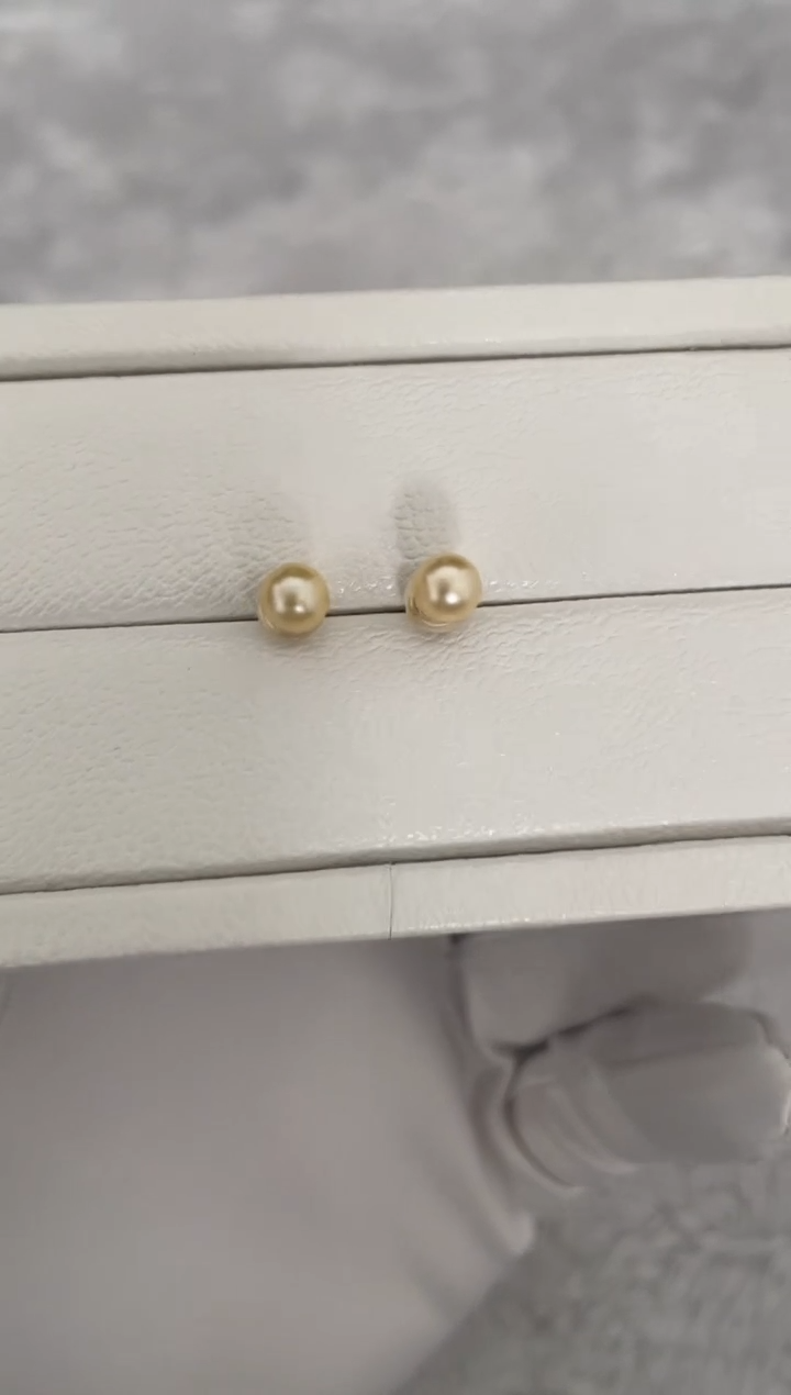 银S925镶嵌耳钉海水珍珠AK羽皇金素钉5-5.5mm