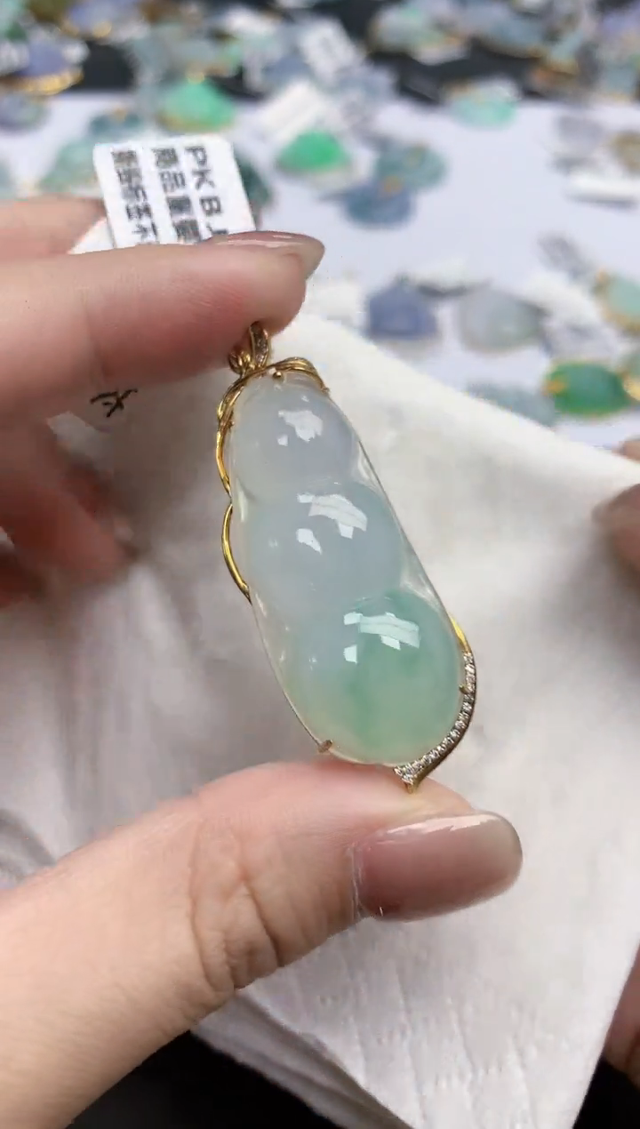 【闪购商品】翡翠颈饰18K金镶嵌天然缅甸翡翠A货