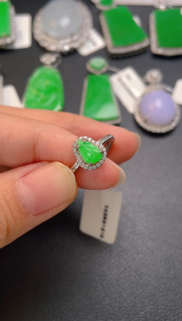 吊坠(不含链)银S925镶嵌翡翠戒指