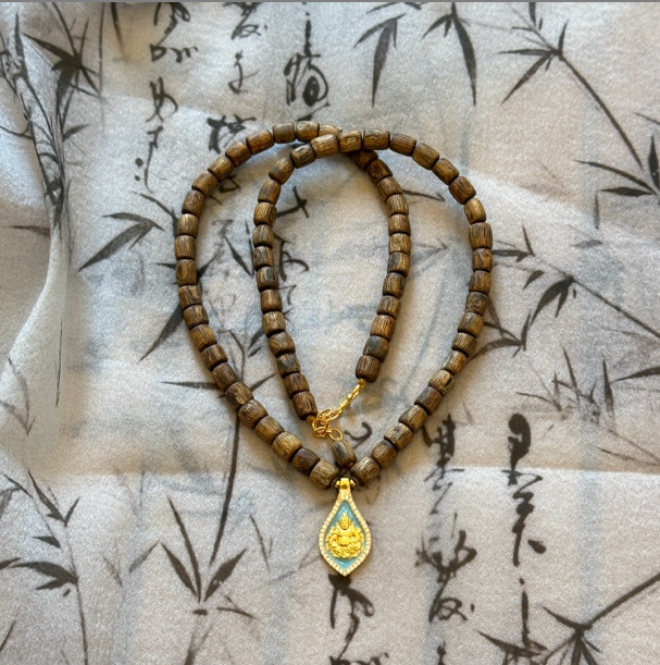 沉香【明智师兄】随形不规则长串黄财神锁骨链设计款