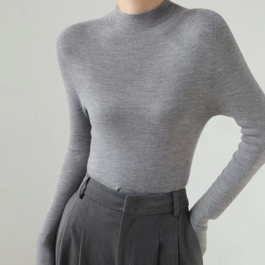 【100绵羊毛】春秋纯羊毛打底衫修身韩系2025新款SJH