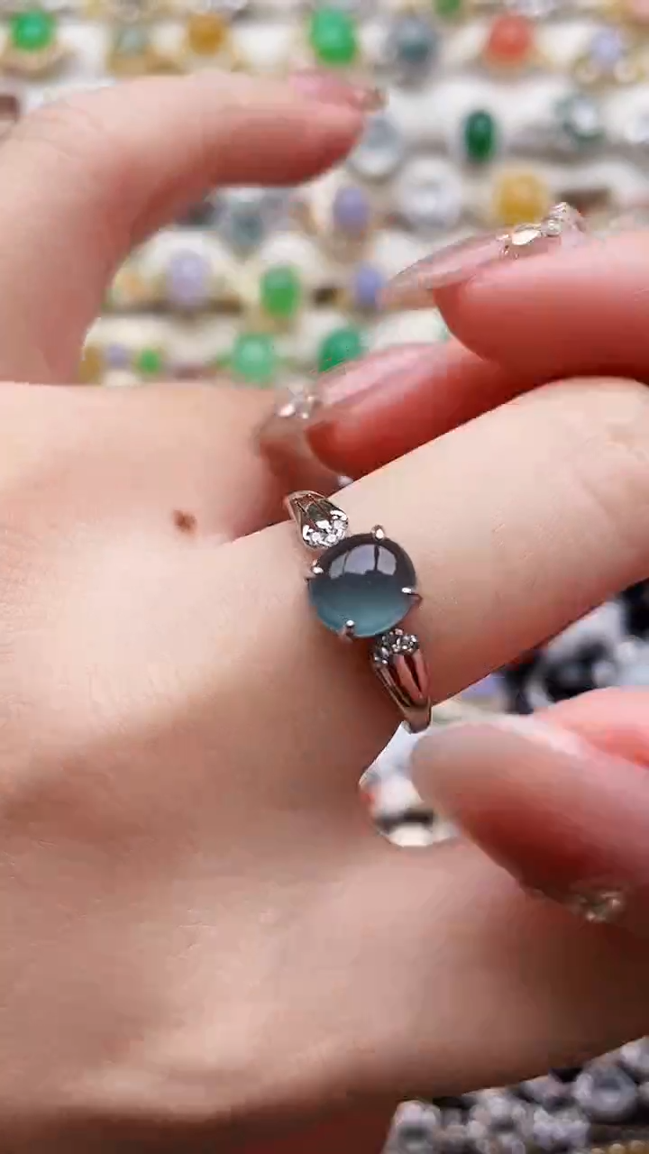 银S925镶嵌戒指翡翠11