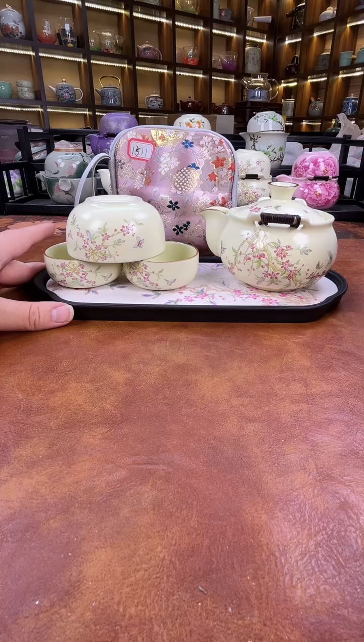 .桃花宝瓶旅行+长方桃花盘