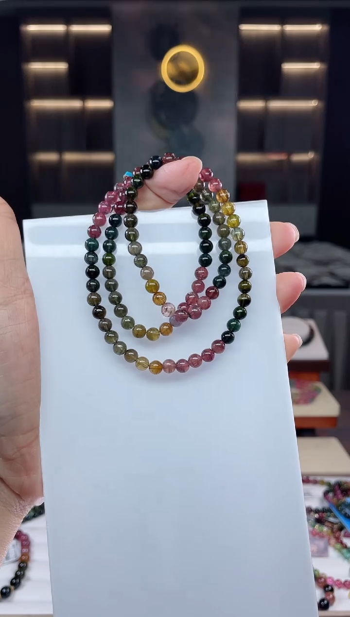 三圈手串未镶嵌碧玺（多样性发一条）Q