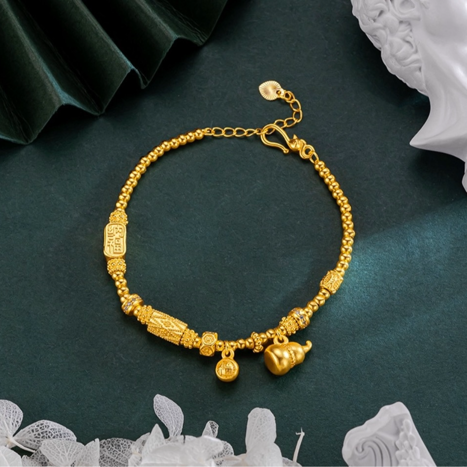 铜合金手链 【AIOSC饰品】新中式国风碎冰纳福手链