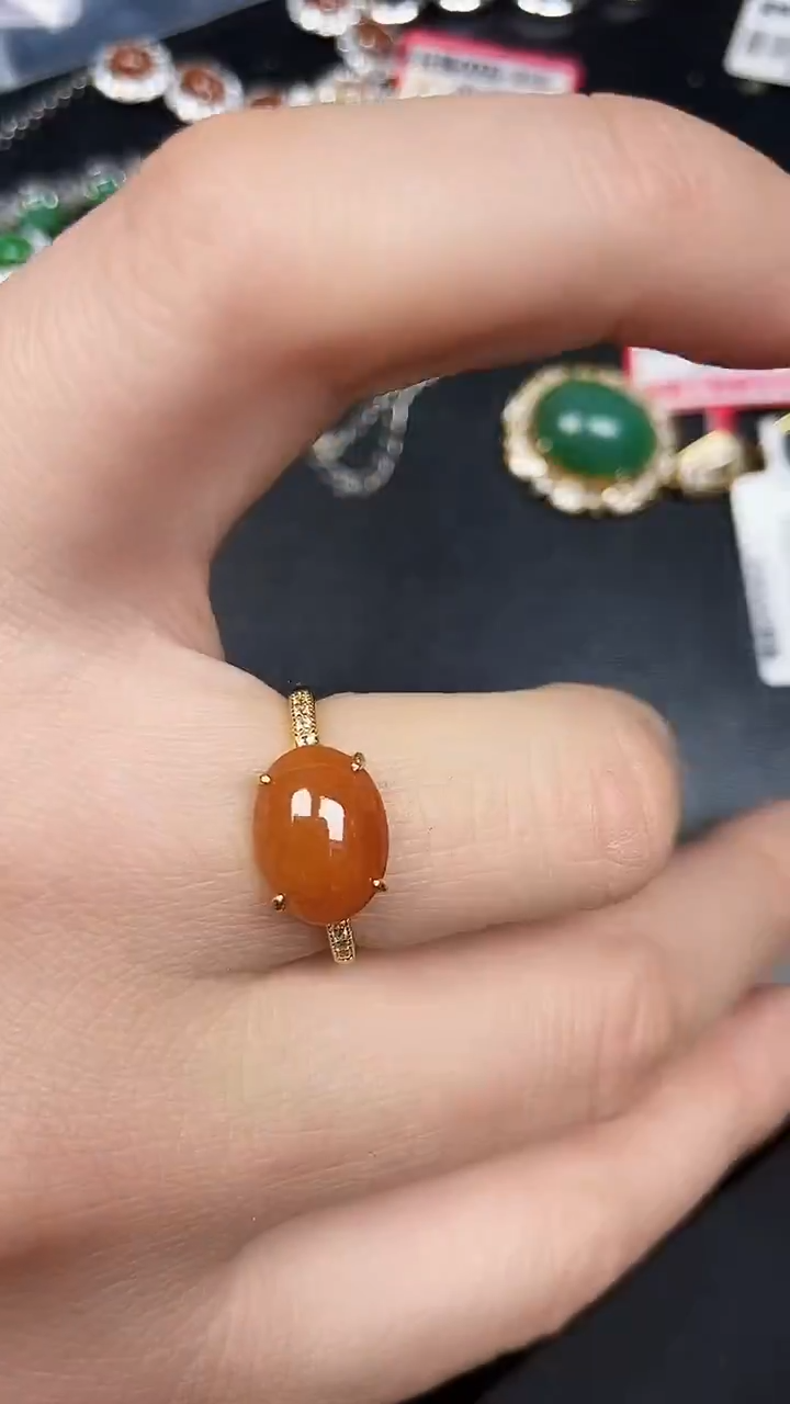 银S925镶嵌戒指翡翠3190